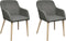 vidaXL - Eetkamerstoelen - 2 - st - stof - en - massief - eikenhout - lichtgrijs