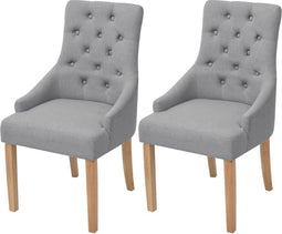 vidaXL - Eetkamerstoelen - 2 - st - stof - lichtgrijs