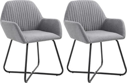 vidaXL - Eetkamerstoelen - 2 - st - stof - lichtgrijs