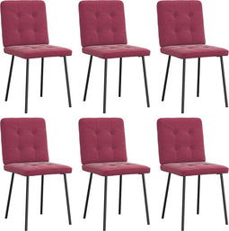vidaXL - Eetkamerstoelen - 2 - st - stof - wijnrood