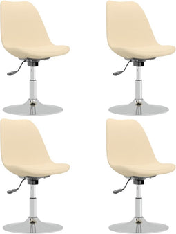 vidaXL - Eetkamerstoelen - 4 - st - draaibaar - stof - crèmekleurig