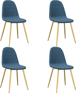 vidaXL - Eetkamerstoelen - 4 - st - fluweel - blauw