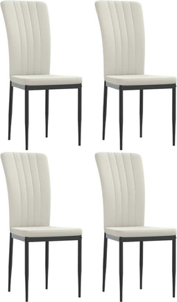 vidaXL - Eetkamerstoelen - 4 - st - fluweel - crèmekleurig