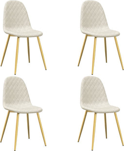vidaXL - Eetkamerstoelen - 4 - st - fluweel - crèmewit