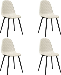 vidaXL - Eetkamerstoelen - 4 - st - fluweel - crèmewit