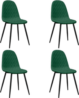 vidaXL - Eetkamerstoelen - 4 - st - fluweel - donkergroen