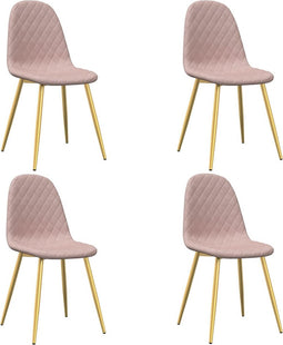 vidaXL - Eetkamerstoelen - 4 - st - fluweel - roze