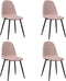 vidaXL - Eetkamerstoelen - 4 - st - fluweel - roze