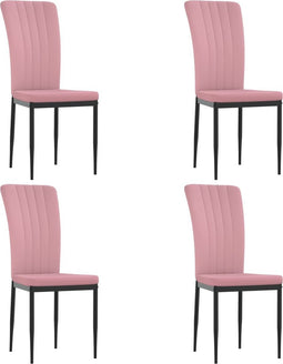 vidaXL - Eetkamerstoelen - 4 - st - fluweel - roze