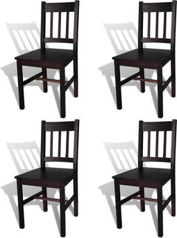 vidaXL - Eetkamerstoelen - 4 - st - grenenhout - donkerbruin