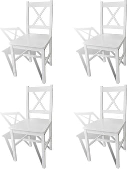vidaXL - Eetkamerstoelen - 4 - st - grenenhout - wit