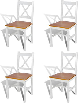 vidaXL - Eetkamerstoelen - 4 - st - grenenhout - wit