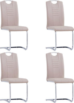 vidaXL - Eetkamerstoelen - 4 - st - kunstleer - cappuccino