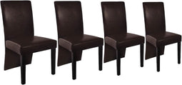 vidaXL - Eetkamerstoelen - 4 - st - kunstleer - donkerbruin