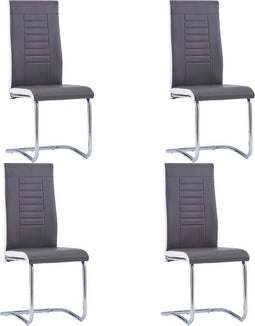 vidaXL - Eetkamerstoelen - 4 - st - kunstleer - grijs