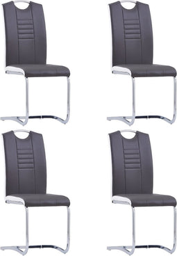 vidaXL - Eetkamerstoelen - 4 - st - kunstleer - grijs