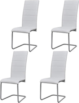 vidaXL - Eetkamerstoelen - 4 - st - kunstleer - wit