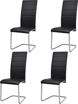 vidaXL - Eetkamerstoelen - 4 - st - kunstleer - zwart