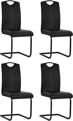 vidaXL - Eetkamerstoelen - 4 - st - kunstleer - zwart