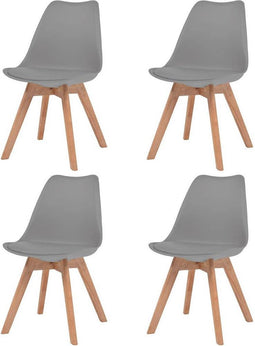 vidaXL - Eetkamerstoelen - 4 - st - kunststof - grijs