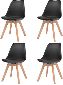 vidaXL - Eetkamerstoelen - 4 - st - kunststof - zwart