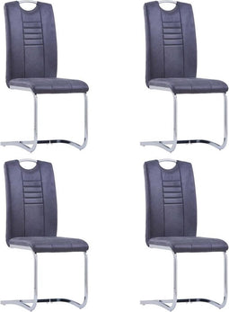 vidaXL - Eetkamerstoelen - 4 - st - kunstsuède - grijs