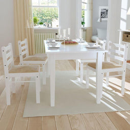 vidaXL - Eetkamerstoelen - 4 - st - massief - rubberwood - en - fluweel - wit