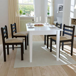 vidaXL - Eetkamerstoelen - 4 - st - massief - rubberwood - en - fluweel - bruin