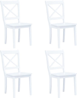 vidaXL - Eetkamerstoelen - 4 - st - massief - rubberwood - wit