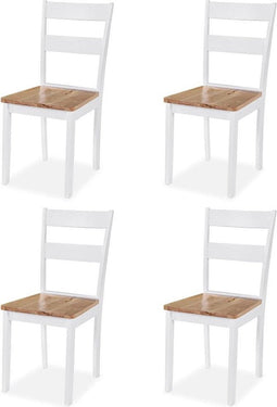 vidaXL - Eetkamerstoelen - 4 - st - massief - rubberwood - wit