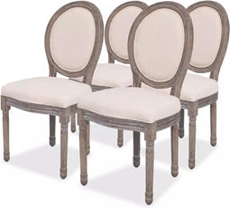 vidaXL - Eetkamerstoelen - 4 - st - stof - crèmekleurig