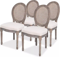 vidaXL - Eetkamerstoelen - 4 - st - stof - crèmekleurig