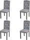 vidaXL - Eetkamerstoelen - 4 - st - stof - grijs