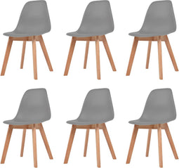vidaXL - Eetkamerstoelen - 6 - st - kunststof - grijs