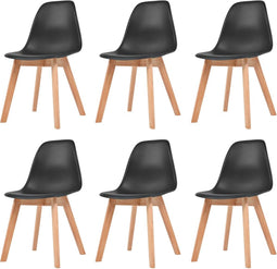 vidaXL - Eetkamerstoelen - 6 - st - kunststof - zwart
