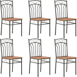vidaXL - Eetkamerstoelen - 6 - st - MDF - bruin