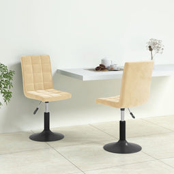 vidaXL - Eetkamerstoelen - draaibaar - 2 - st - fluweel - crèmekleurig
