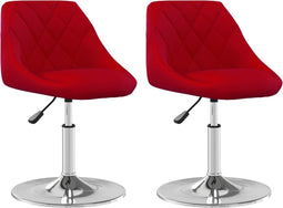 vidaXL - Eetkamerstoelen - draaibaar - 2 - st - fluweel - wijnrood