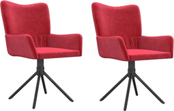 vidaXL - Eetkamerstoelen - draaibaar - 2 - st - fluweel - wijnrood