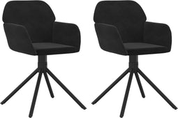 vidaXL - Eetkamerstoelen - draaibaar - 2 - st - fluweel - zwart