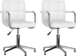vidaXL - Eetkamerstoelen - draaibaar - 2 - st - kunstleer - wit