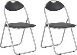 vidaXL - Eetkamerstoelen - inklapbaar - 2 - st - kunstleer - zwart