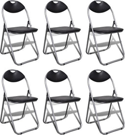 vidaXL - Eetkamerstoelen - inklapbaar - 6 - st - kunstleer - en - staal - zwart