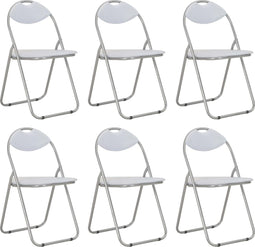 vidaXL - Eetkamerstoelen - inklapbaar - 6 - st - kunstleer - wit