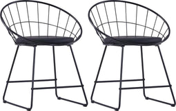 vidaXL - Eetkamerstoelen - met - kunstleren - zittingen - 2 - st - staal - zwart