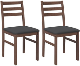 vidaXL - Eetkamerstoelen - met - kussens - 2 - st - massief - hout - rubber - bruin