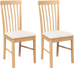 vidaXL - Eetkamerstoelen - met - kussens - 2 - st - massief - hout - rubber
