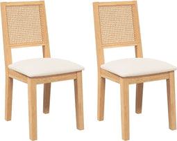 vidaXL - Eetkamerstoelen - met - kussens - 2 - st - massief - hout - rubber