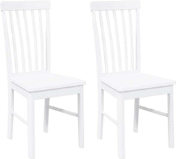 vidaXL - Eetkamerstoelen - met - kussens - 2 - st - massief - hout - rubber - wit