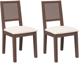 vidaXL - Eetkamerstoelen - met - kussens - 2 - st - massief - hout - rubber - bruin